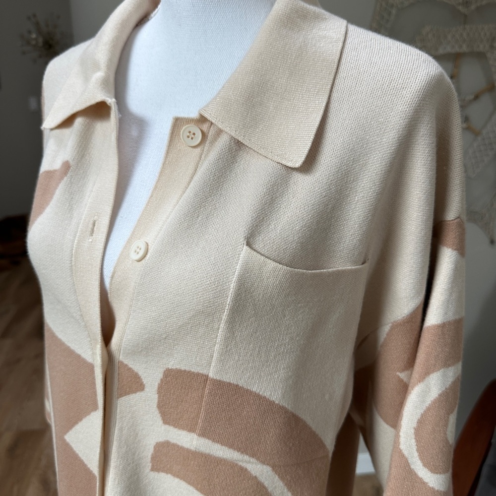 Indi Luxe Oversized Collared Button Down Mini Sweater Dress Tunic - Picture 9 of 14